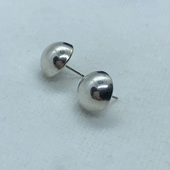 💛 925 Button Earrings - Picture 2 of 3